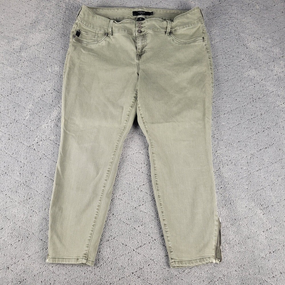 Torrid Jeans Womens 22 Green Crop Boyfriend High Rise Zip Ankles Plus Size Denim